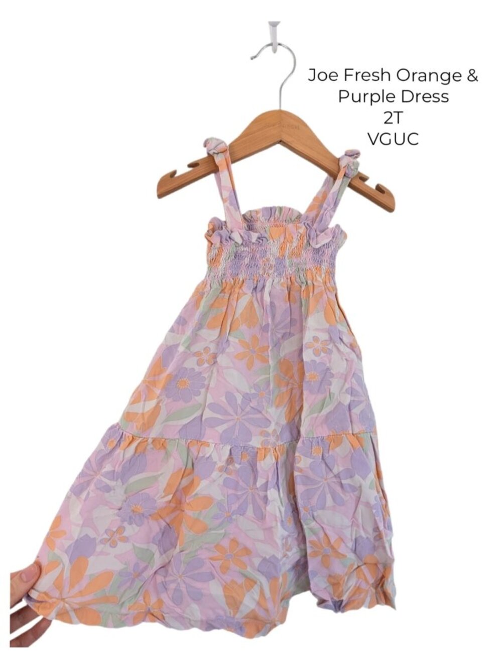 Joe Fresh Orange‎ & Purple Floral Summer Vacation Dress 2T Toddler Girls